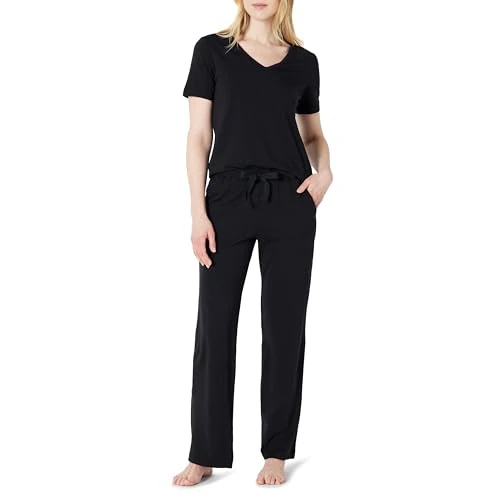 Offre limitée : Amazon Essentials Ensemble t-Shirt et Pantalon à Manches Courtes en Coton mélangé Doux pour Femme, Noir, XL de 27.99 € à 27.99 € (0.00% de remise)