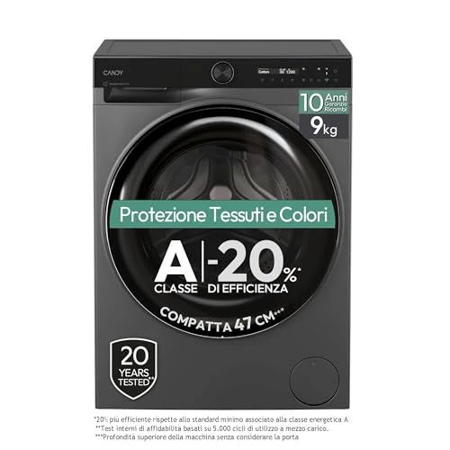 Candy ProWash 700 Waschmaschine 9 kg, freie Installation, 1400 Umdrehungen, 16 Programme, 72 dB, Funktion vorzeitiger Start, HxBxT 85 x 60 x 52,2 cm, Anthrazit - BS 49SB8G [Energieklasse A]