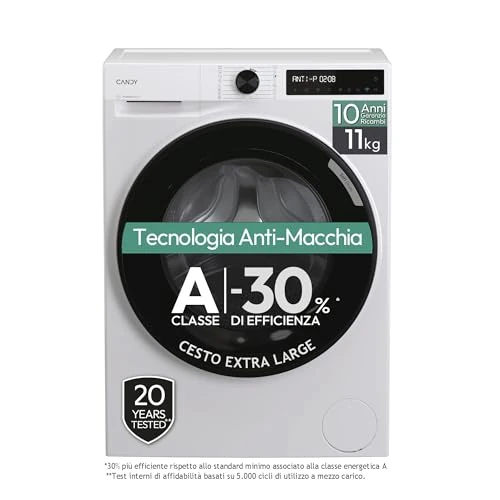 Offerta a tempo: Candy ProWash 500 Lavatrice 11 Kg, Libera Installazione, Carica Frontale, Classe A-30%, 1400 Giri, 16 Programmi, 72 dB, Connessa, Cicli speciali, AxLxP 85x60x68,1 cm, Bianca - BR 411BL9-S - 40% da 661.20 € a 399.00 €