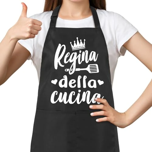 Tijdelijke aanbieding: Halinuia Keukenschort Dames Katoenen Schort Grappig Kookschort met 2 Zakken voor Koken, Grillen en Werken, zwart, Eén Maat van 11.99 € naar 11.99 € (0.00% korting)