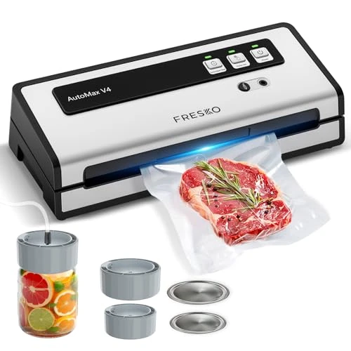 Offre limitee: FRESKO Machine Sous Vide Alimentaire Automatique, 140W avec Double Scellage à Chaud, Mode Sec/Humide, 10 Sachets Pré-découpés et 4 Kit de scellage pour bocaux Mason de 69.99 EUR a 49.99 EUR (economie 29%)