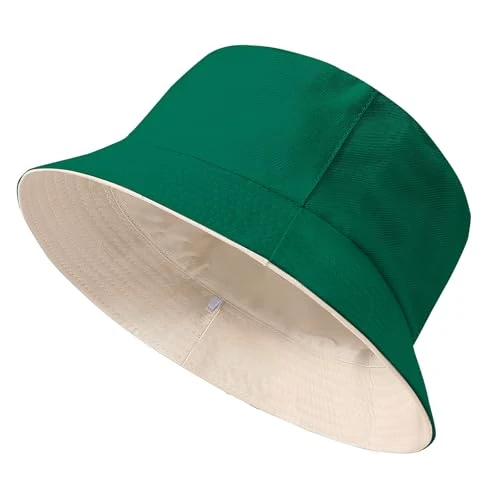 Offerta a tempo: Xnova Cappello Pescatore da Sole Unisex Reversibile Bucket Hat da Pesca Portatile e Pieghevole Cotone UV Protezione Cappellino a Secchiello EstivoDonna Uomo (Verde-Beige, XL:64-66cm) - 71% da 11.99 € a 3.50 €
