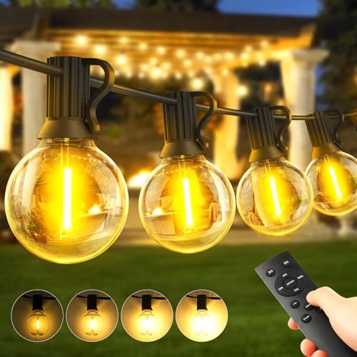 Warlisou 30m/100FT Guirlande Lumineuse Guinguette LED Extérieure Electrique - 25+2 Ampoules G40 - IP44 Imperméable pour Jardin, Terrasse & Décorations