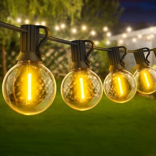 Offerta a tempo: Warlisou Catena Luminosa Esterno 30M/100FT, G40 Luci da Esterno Giardino Bianco Caldo Impermeabile Catena Luci Esterno, Adatta per Festival, Matrimoni, Feste, Giardini, Terrazze - 58.74% da 62.99 € a 25.99 €