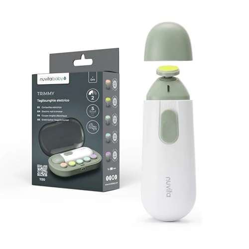 Nuvita 1130 Trimmy Electric Nail Trimmer for Babies and Children - Safe, Gentle, Easy to Use with Two Speeds, Includes 5 File Heads and Travel Case