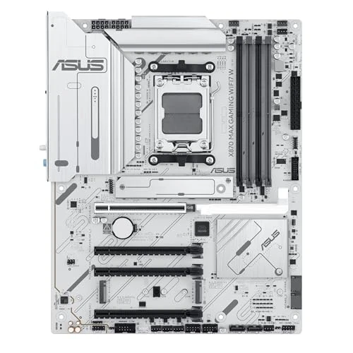 Offerta a tempo: ASUS X870 MAX GAMING WIFI7 W, Scheda Madre AMD ATX, 12+2+1 Stadi di Alimentazione, Slot DDR5, Tre Slot M.2, PCIe 5.0, WiFi 7 con Q-Antenna, Ethernet Realtek 2,5Gb, HDMI, USB4 con USB-C, Aura Sync - 28% da 382.00 € a 276.80 €