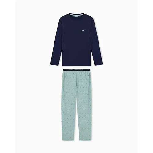 Tijdelijke aanbieding: EMPORIO ARMANI HEREN KLASSIEKE PATROON MIX LANGE PAJAMAS BLAUW S, Blauw, S van 81.06 € naar 81.06 € (0.00% korting)