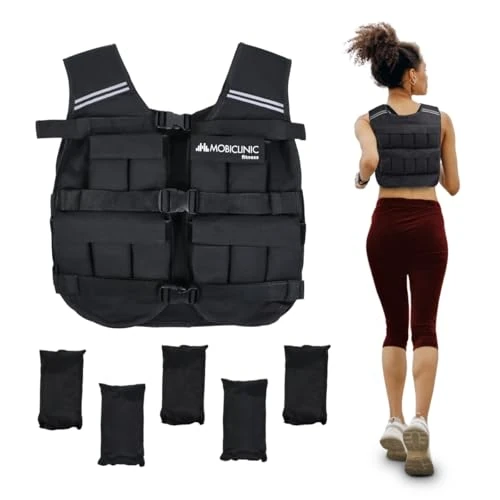 Limited-time offer: Mobiclinic®, Weighted Vest, Fitness vest, Adjustable, Heavy Duty, 600D Oxford Fabric, Weight Included, Reflective Stripes, Breathable, Weight Vest For Fitness Training, Iron10 from 39.95 £ to 39.95 £ (save 0.00%)