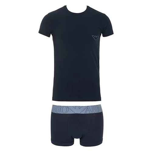 Emporio Armani MEGALOGO T-Shirt + Caleçon, Bleu, XXL, Bleu, XXL