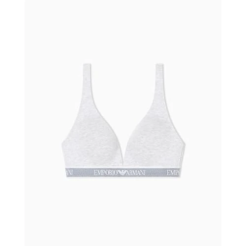 EMPORIO ARMANI Woman's Iconic Logoband Gewatteerde Driehoek BH Grijs XL, Grijs, XL