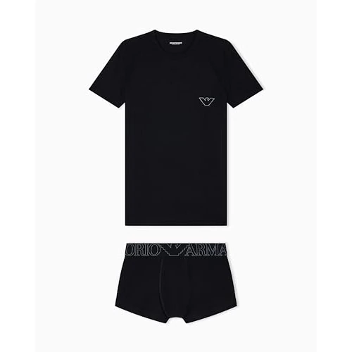 Emporio Armani Man's MEGALOGO T-Shirt + Trunk Black L