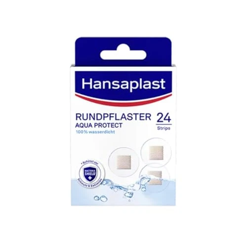 Tijdelijke aanbieding: Hansaplast Aqua Protect Ronde pleister (24 strips), waterdichte pleister van ademend materiaal en Bacteria Shield, wondpleister met extra sterke kleefkracht en zacht voor de huid van 4.12 € naar 4.12 € (0.00% korting)