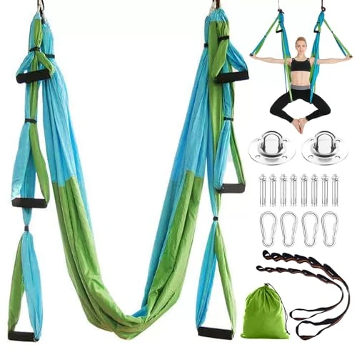 Offerta a tempo: Caossuixin Aerial, set di amaca per yoga, altalena, anti gravità, pilates, da appendere, con accessori di montaggio e borsa per il trasporto, portata fino a 200 kg - 0.00% da 57.99 € a 57.99 €