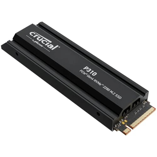 Crucial P310 2TB PCIe Gen4 NVMe M.2 Wewnętrzny dysk SSD do gier z radiatorem, do 7100 MB/s, kompatybilny z PlayStation 5 (PS5), laptopem/komputerem stacjonarnym, napędem półprzewodnikowym -