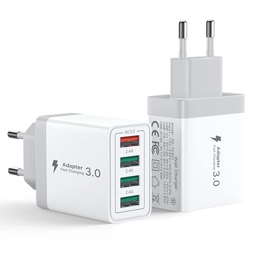 Offerta a tempo: 2 Pezzi Caricatore USB Multipo,Presa USB 33W QC3.0 Caricatore Rapido iPhone Caricabatterie per Samsung Galaxy,iPhone X XR XS 8 15 16,Adattatore Universale Carica Alimentatore Spinotto Cellulare Spina - 10% da 19.99 € a 18.04 €