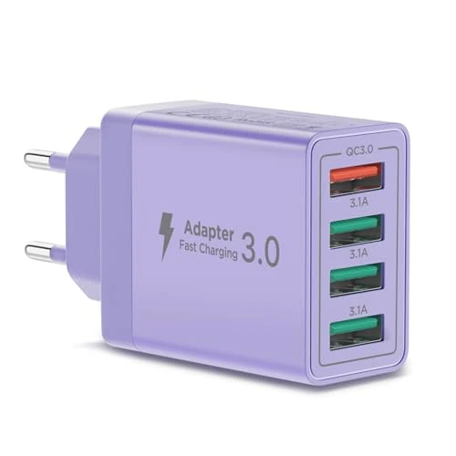 Offerta a tempo: Caricatore USB, 4 Porte Caricatore USB da Muro 40W QC 3.0 Carica Rapida Caricabatterie Usb Multiplo Alimentatore Presa USb per iPhone 15 14 13 12 11 X, Samsung Galaxy S21 S20 A71 A51, Xiaomi, Huawei - 14% da 13.99 € a 12.00 €