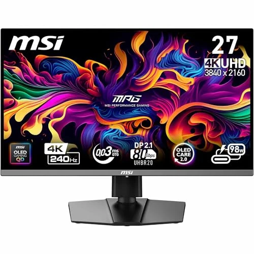 Offerta a tempo: MSI MPG 272URX QD-OLED 27" Monitor Gaming 4K UHD - Pannello Quantum Dot OLED 3840 x 2160, EL Gen3, 240Hz / 0,03ms, 99% DCI-P3, ΔE≤2, DisplayHDR True Black 400, KVM, DP 2.1a, HDMI 2.1, USB Typ-C - 18% da 1199.00 € a 979.00 €