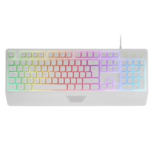Limitiertes Angebot: Mars Gaming MK124 - Ergonomische H-Mech-Tastatur mit Integrierter Handballenauflage, FRGB Rainbow, Anti-Ghosting, Vollständige Multiplattform-PC-Tastatur, Weiß von 14.50 EUR auf 14.50 EUR (Spare 0%)