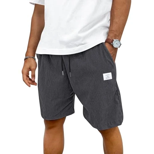 Offerta a tempo: TARAINYA Velluto a Coste Pantaloncini Uomo Cotone Coulisse Estivi Causal Pantaloni Corti Uomo con Tasche Grigio Antracite L - 30% da 26.99 € a 18.98 €