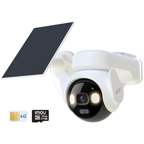 Offerta a tempo: Imou 5MP 4G LTE Telecamera Esterno Senza Fili con Pannello Solare, Telecamera a batteria 4G con SIM Card, AOV Registrazione 24/7, 360°, Rilevamento Umano/Veicoli, IP66, Modalità Privata, Micro SD 32GB - 38% da 159.99 € a 99.99 €