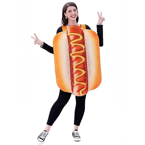 Oferta limitada: JUST FOR PARTY Disfraz de perro caliente para adultos, unisex, disfraz divertido de comida para Halloween, cosplay, talla única de 40.11 € a 40.11 € (ahorro 0.00%)