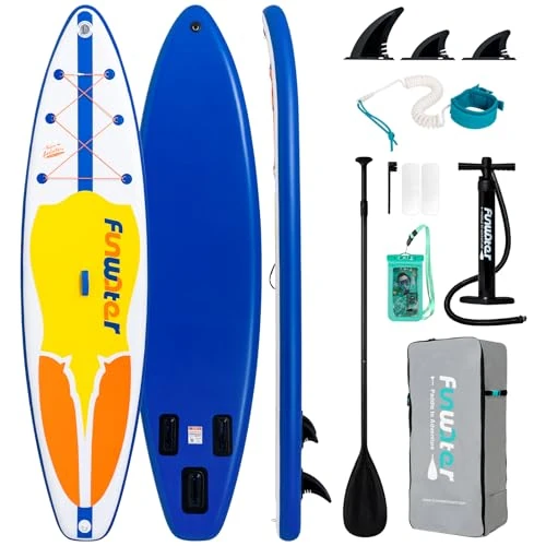Limited-time offer: FunWater Inflatable Stand Up Paddle Board Surfboard SUP Complete Paddle Board Accessories Adjustable Paddle Pump Travel Backpack Leash Waterproof Bag Adult Paddle Board from 188.48 £ to 188.48 £ (save 0.00%)