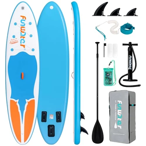 Offerta a tempo: FunWater Gonfiabile Stand Up Paddle Board Con Zaino, Pompa, Guinzaglio Di Sicurezza, Pagaia, Borsa Impermeabile Per Il Telefono, 3 Pinne, Adatto A Tutti I Livelli Di Abilità - 24% da 199.99 € a 151.99 €