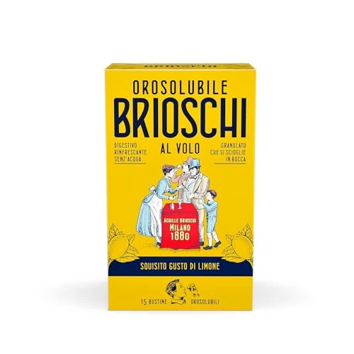 Orosolubile Brioschi al Volo Lemon - 15 Sachets of Digestive and Effervescent Granules, for Use Without Water - Exquisite Lemon Flavour - for Tasty and Instant Relief - 15 g