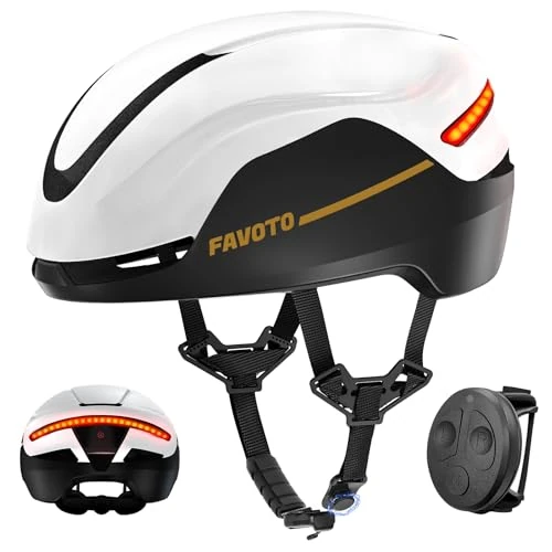 Offerta a tempo: Favoto Casco Bici Corsa Uomo Frecce e Luce Posteriore, Nero-Bianco - 38% da 59.99 € a 36.99 €