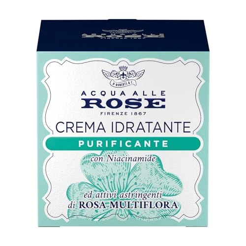 Offerta a tempo: Acqua alle Rose, Crema Viso Idratante Purificante, con Attivi Astringenti di Rosa Multiflora e Niacinamide, Ideale per le Pelli Miste o Grasse, Aiuta a contrastare Oleosità e Impurità - 30% da 9.99 € a 6.99 €