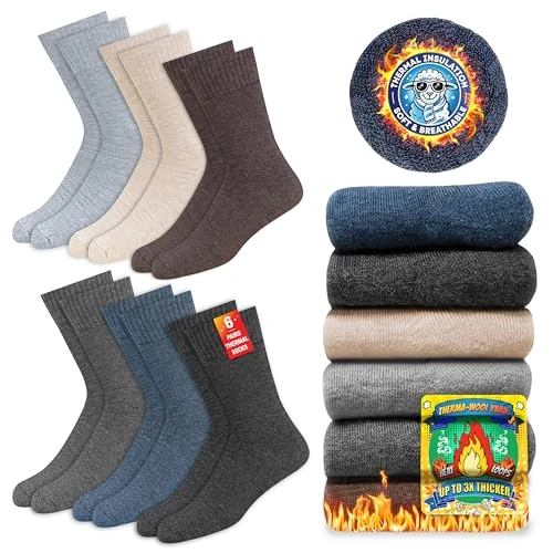 SOXCO Thermal Socks for Men & Women - Winter Heat Socks, Pack of 6 Pairs, 9-11
