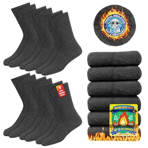 SOXCO Thermal Socks for Men & Women - Winter Heat Socks, Pack of 6 Pairs, 9-11
