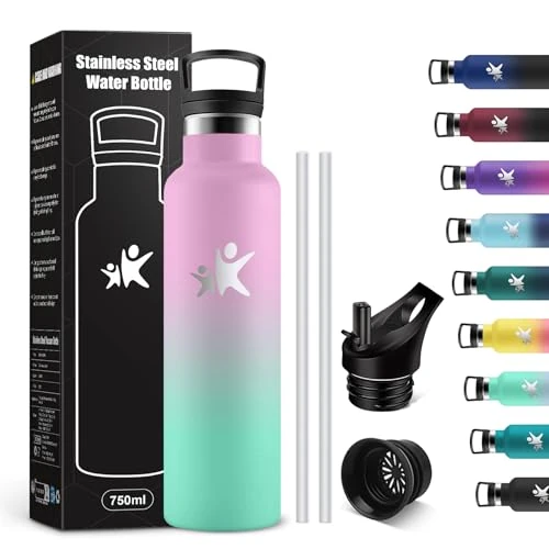 Begrenztes Angebot: KollyKolla Thermoskanne 750ml, Thermosflasche mit Strohhalm, Kohlensäure Geeignet, Vakuum Edelstahl Trinkflasche, Isolierflasche BPA-Frei, Wasserflasche für Sprudel, Schule, Outdoor, Erwachsene von 16.45 EUR auf 12.34 EUR (Rabatt 25%)