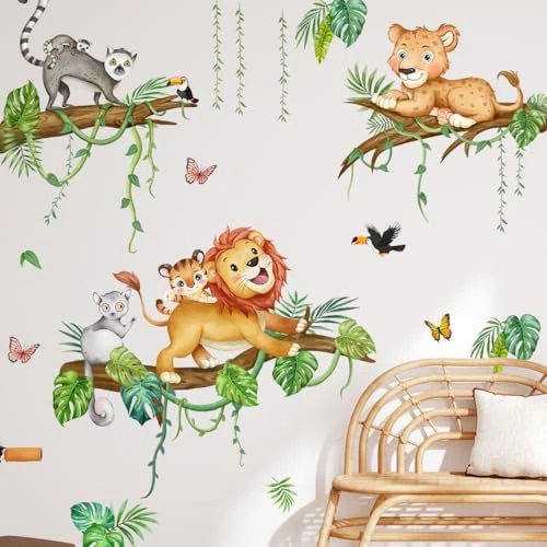 Oferta limitada: Purekay Pegatinas de Pared Animales de la Jungla Árbol Rama Vid Vinilos Decorativos Safari Perezosos Leones Guepardos Adhesivos Pared Habitación Infantiles Niño Bebé de 10.38 EUR a 10.38 EUR (ahorro 0%)