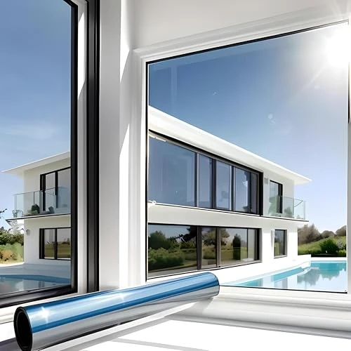 Offerta a tempo: MARAPON Pellicola Specchio per Vetri Finestre Pellicola Specchio Argento (Adesione Statica) 1,18x50 m Adesione Statica Senza Colla Pellicola Riflettente Privacy Protezione UV Anti Calore - 45% da 849.99 € a 467.33 €