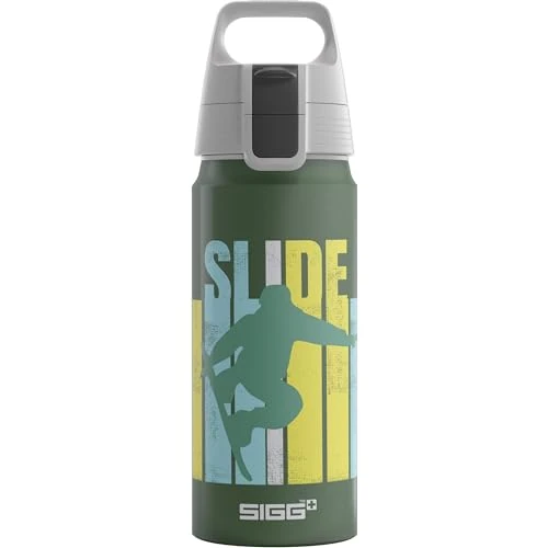 Sigg - Gourde Enfant En Aluminium - WMB ONE Slide - Pour l'École et le Sport - Convient Aux Boissons Gazeuses - Étanche & Légère - Sans BPA - Certifiée Neutre En CO2 - Vert - 0,6L