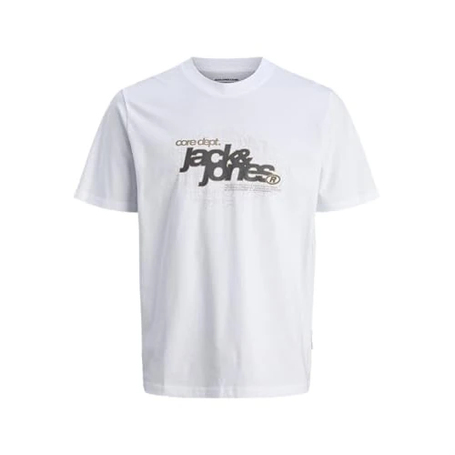 JACK & JONES Jcogrid Branding Tee SS Crew Neck, Bright White, XL