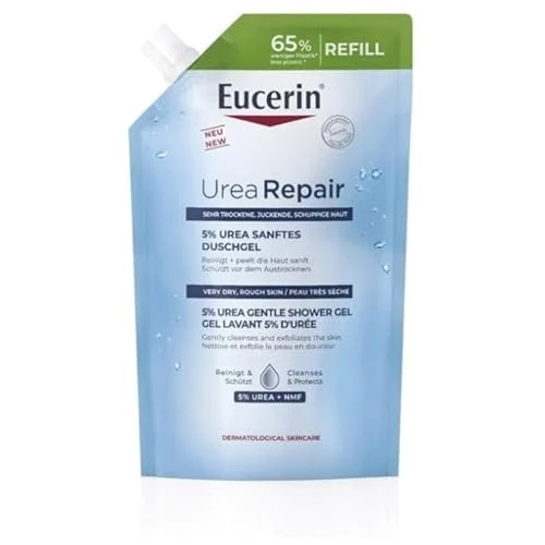 Eucerin Urea Repair Gel Doccia Delicato 5% Refill 400 ml, Ricarica di detergente corpo idratante ed esfoliante, Docciaschiuma con 5% Urea per un sollievo immediato, Bagnoschiuma per pelle molto secca
