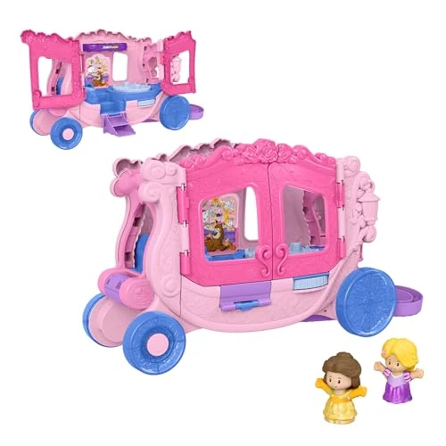 Offerta a tempo: Fisher-Price Little People Disney Princess - Carrozza Musicale, set trainabile 2 in 1 con luci e suoni, personaggi di Belle e Rapunzel inclusi, giocattolo per bambini, 1+ anni, JCW72 - 36% da 54.99 € a 34.99 €