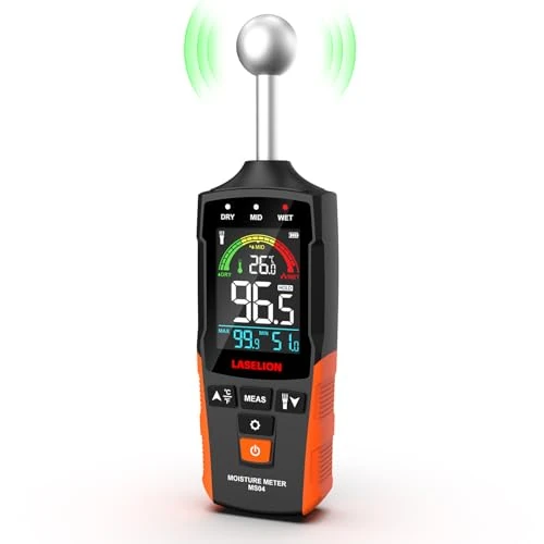 Offerta a tempo: LASELION Misuratore di Umidità Non Distruttivo - Sensore Sfera 5-40mm, Temperatura in Tempo Reale (°C/°F)，Rileva Umidità Nascosta su Legno/Pareti/Cantiere, Allarmi Personalizzabili - MS04 - 0.00% da 39.99 € a 39.99 €