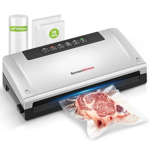 Bonsenkitchen Vacuum Sealer Machine Globefish Technology for High Speed Continuous Working, Fast Vacuum