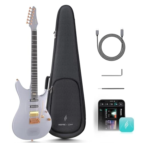 Offerta a tempo: Enya Chitarra elettrica Inspire 39" intelligente in fibra di carbonio con altoparlante wireless da 15 W, 20 suoni diversi, preset integrati, cavo di ricarica, chiave di regolazione e custodia per - 0.00% da 569.99 € a 569.99 €