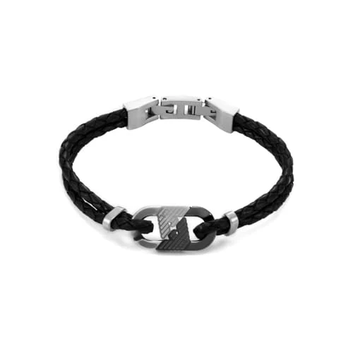 Emporio Armani Herren-Edelstahlarmband mit Karabiner-, Schieber- oder Magnetverschluss, Kohleschwarz
