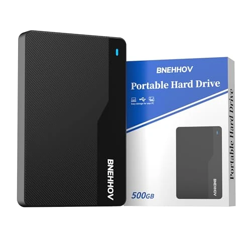 Offerta a tempo: BNEHHOV Hard Disk Esterno, 500GB Ultra Sottile 2,5 Pollici Portatile USB 3.0 HDD Plug and Play SATA Disco Rigido Storage Compatibile per PC,TV, Mac, Laptop, Windows, PS4, Xbox, Chromebook, Wii U - 5% da 27.99 € a 26.59 €