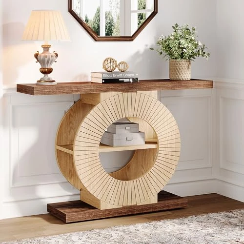 Oferta limitada: Tribesigns Mesa consola con almacenamiento, mesa de sofá de entrada con estantes y base circular para sala de estar y pasillo de 169.99 € a 169.99 € (ahorro 0.00%)