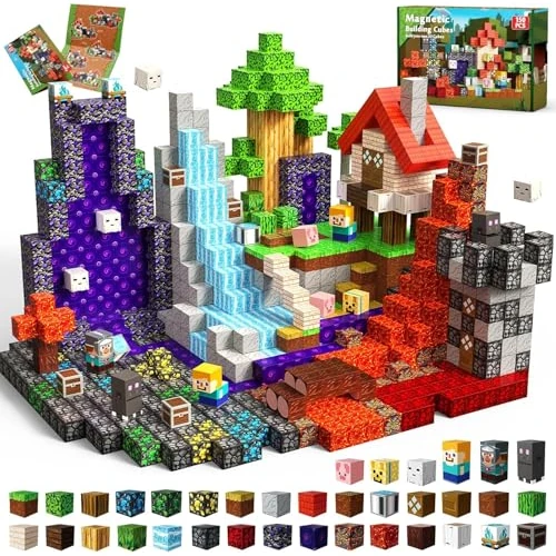 Goody King Bloques Magneticos Construccion Niños 150 Piezas Aventuras en el Bosque con un Viaje en el Tiempo Bloques de Construcción Magnéticos Juguetes de 3 4 5 6 7 8 9 Años Regalos para Niños
