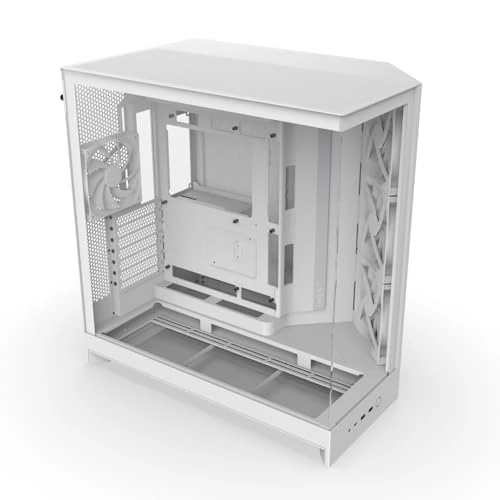 NZXT H9 Flow (2025) – Grande Case PC ATX Mid-Tower a Doppia Camera con Flusso d'Aria – Include 3 Ventole da 140mm e 1 da 120mm – Supporto Radiatore da 420mm – Vetro Temperato – Bianco