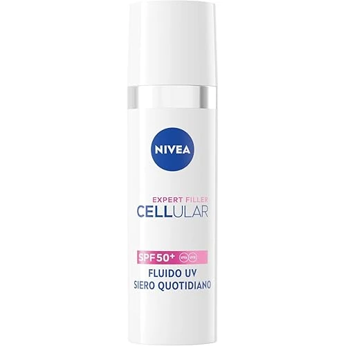 NIVEA Cellular Expert Filler Płyn UV Serum do twarzy Codzienne SPF 50 + 30 ml, Serum do twarzy z kwasem hialuronowym, nawilżające i przeciwzmarszczkowe, serum twarzy z SPF50+, przeciw oznakom