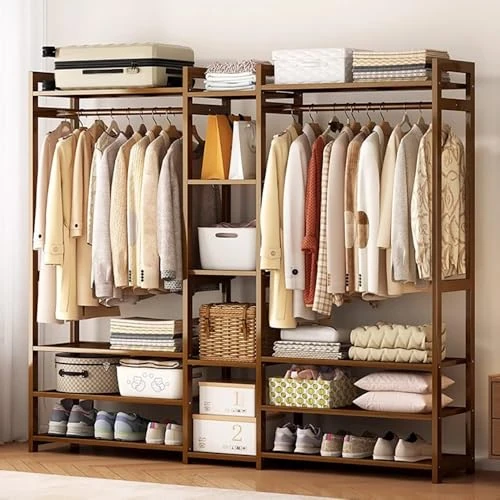 Oferta limitada: angrounps Perchero Burro Bambú, Perchero de Pie con Estantes para Colgar Ropa,Multifuncional Armario Abiertos Madera Perchero Prendas para Hogar Dormitorio 170x30x150cm de 179.99 € a 179.99 € (ahorro 0.00%)
