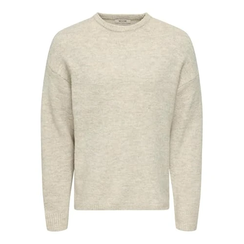 Limited-time offer: ONLY & SONS Men's Onswake RLX LS Crew Neck Knit, Silver Lining, M from 23.76 £ to 23.76 £ (save 0.00%)
